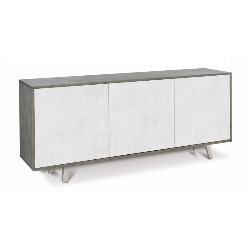 Mobile Madia 3 ante con apertura a spinta H74 L177 P41 struttura color Cemento frontali Bianco ossido 7073k Sarmog Mobile Madia 3 ante con apertura a spinta H74 L177 P41 struttura color Cemento frontali Bianco ossido 7073k Sarmog