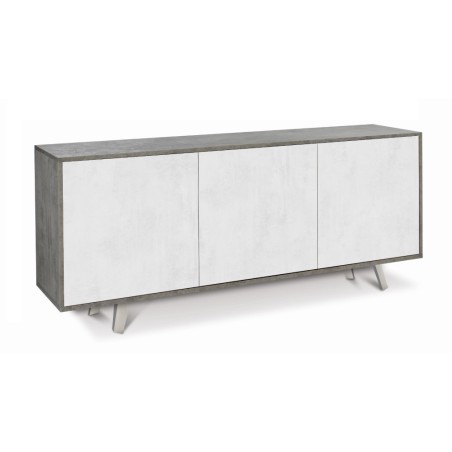 Mobile Madia 3 ante con apertura a spinta H74 L177 P41 struttura color Cemento frontali Bianco ossido 7073k Sarmog