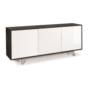 Mobile Madia 3 ante e 3 ripiani interni H74 L177 P41 Cm struttura color Nero Ossido frontali Bianco Lucido 7073k Sarmog