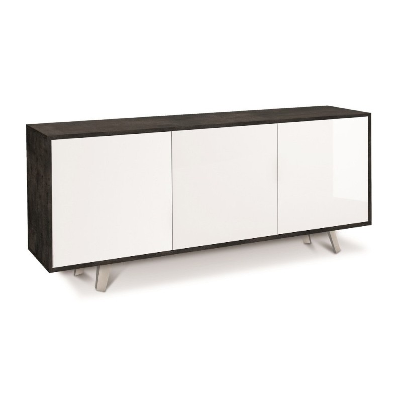 Mobile Madia 3 ante e 3 ripiani interni H74 L177 P41 Cm struttura color Nero Ossido frontali Bianco Lucido 7073k Sarmog Mobile Madia 3 ante e 3 ripiani interni H74 L177 P41 Cm struttura color Nero Ossido frontali Bianco Lucido 7073k Sarmog