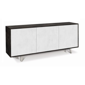 Mobile Madia 3 ante con apertura a spinta H74 L177 P41 struttura Nero ossido color bianco ossido 7073k Sarmog
