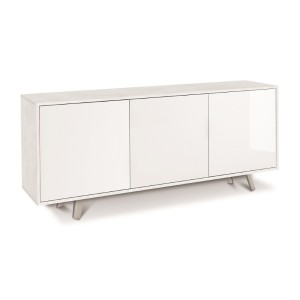 Mobile Madia 3 ante e 3 ripiani interni H74 L177 P41 Cm struttura color Bianco ossido frontali Bianco Lucido 7073k Sarmog