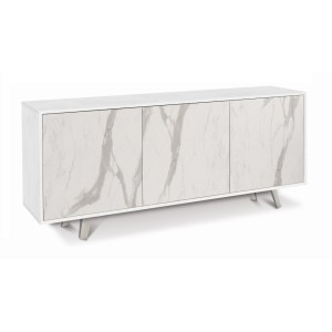 Mobile Madia 3 ante con apertura a spinta H74 L177 P41 struttura Bianco ossido frontali color marmo 7073k Sarmog