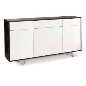 Mobile Madia 3 ante e 3 Cassetti H92 L164 P41 Cm struttura color Nero ossido frontali Bianco Lucido 7076k Sarmog