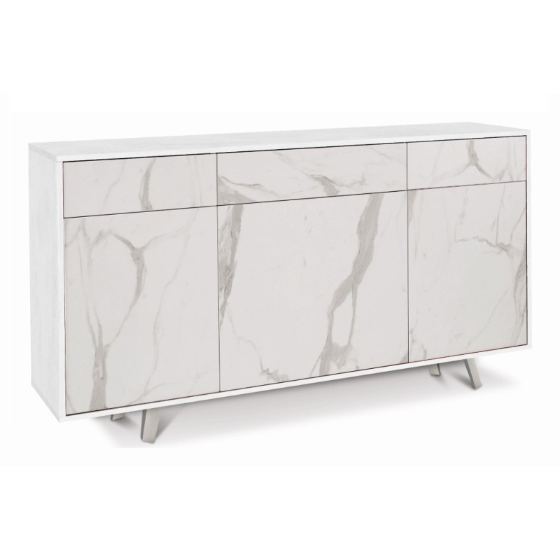 Mobile Madia 3 ante e 3 cassetti H92 L164 P41 Cm Struttura Bianco ossido Frontali color Marmo 7076k Sarmog Mobile Madia 3 ante e 3 cassetti H92 L164 P41 Cm Struttura Bianco ossido Frontali color Marmo 7076k Sarmog