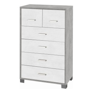 Mobile cassettiera 6 cassetti H112 L70 P41 Cm Struttura color Cemento frontali Bianco Ossido 772k Sarmog
