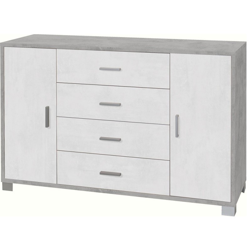 Mobile Madia 4 Cassetti e 2 Ante H86 L136 P41 Cm Struttura colore Cemento frontali Bianco Ossido 775k Sarmog Mobile Madia 4 Cassetti e 2 Ante H86 L136 P41 Cm Struttura colore Cemento frontali Bianco Ossido 775k Sarmog