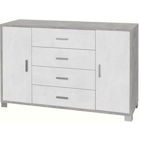 Mobile Madia 4 Cassetti e 2 Ante H86 L136 P41 Cm Struttura colore Cemento frontali Bianco Ossido 775k Sarmog