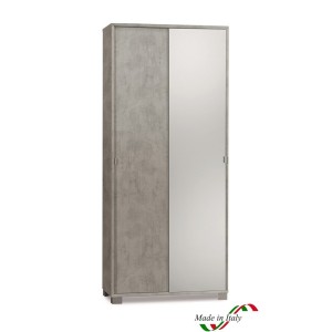 Armadio con 2 ante scorrevoli e Specchio naturale H190 L82 P41 Cm colore Cemento 798spk Sarmog