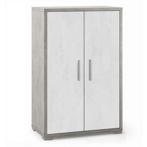 Mobile Armadio 2 ante H110 L71 P41 Cm Strutura color cemento frontali bianco ossido Dd270k Sarmog