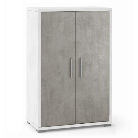 Mobile Armadio 2 ante H110 L71 P41 Cm Struttura color bianco ossido frontali cemento Dd270k Sarmog