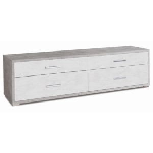 Mobile Madia 4 cassetti H50 L179 P47 Cm struttura Cemento frontali Bianco ossido Db805k Sarmog