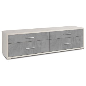 Mobile Madia 4 cassetti H50 L179 P47 Cm struttura Bianco Ossido frontali Cemento Db805k Sarmog
