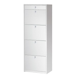 Scarpiera mobile porta scarpe 4 ante a ribalta H164 L63 P29 Cm colore Bianco Fiammato Sk568k Sarmog