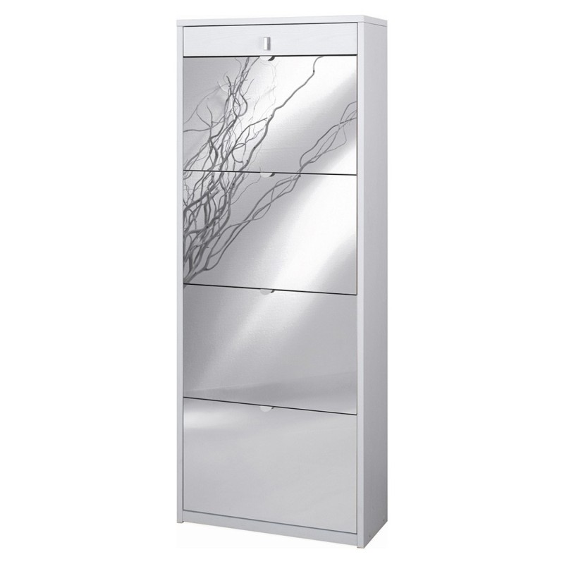 Scarpiera con specchio naturale 4 ante a ribalta e 1 Cassetto H164 L63 P29 Cm colore Bianco Fiammato Sk568spk Sarmog Scarpiera con specchio naturale 4 ante a ribalta e 1 Cassetto H164 L63 P29 Cm colore Bianco Fiammato Sk568spk Sarmog