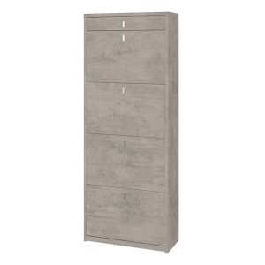 Scarpiera mobile porta scarpe 4 ante a ribalta e 1 Cassetto H164 L63 P29 Cm colore Cemento Sk568k Sarmog