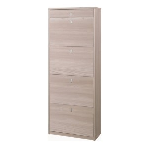 Scarpiera mobile porta scarpe 4 ante a ribalta e 1 Cassetto  H164 L63 P29 Cm colore Olmo chiaro Sk568k Sarmog