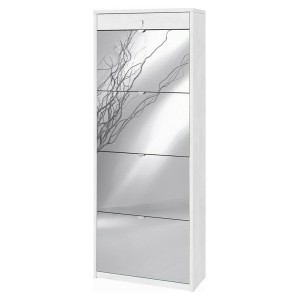 Scarpiera specchio naturale 4 ante 1 Cassetto H164 L63 P29 Cm  Bianco ossido Sarmog