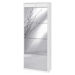 Scarpiera specchio naturale 4 ante 1 Cassetto H164 L63 P29 Cm  Bianco ossido Sarmog