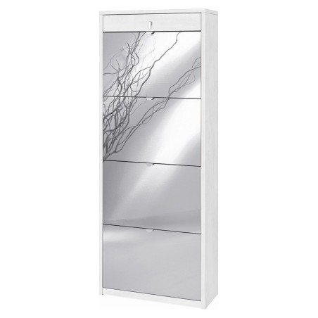 Scarpiera specchio naturale 4 ante 1 Cassetto H164 L63 P29 Cm  Bianco ossido Sarmog