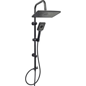 COLONNA DOCCIA CON SOFFIONE CM. 20X30 + DOCCINO NERO OPACO