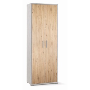 Armadio 2 Ante 2 Ripiani H199 L71 P41 Cm struttura Bianco Ossido frontali Rovere Db374k Sarmog