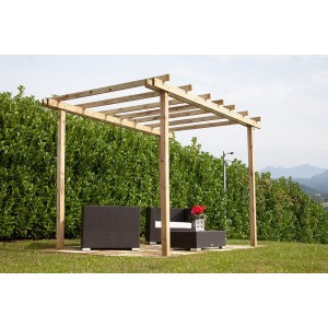 GAZEBO PERGOLA 240X240 LEGNO PINO MASSELLO IMPREGNATO