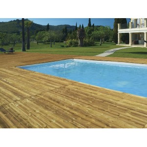 KIT 20pz PAVIMENTO ESTERNO IN LEGNO PINO IMPREGNATO 2,8x115x240 CON SOTTOSTRUTTURA