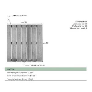 PAVIMENTO ESTERNO GREEN IN LEGNO IMPREGNATO QUADROTTE 2,8X50X50 - MQ.10