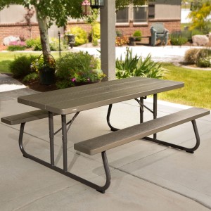 TAVOLO CON PANCHE PICNIC LIFETIME HDPE 183X145X74H