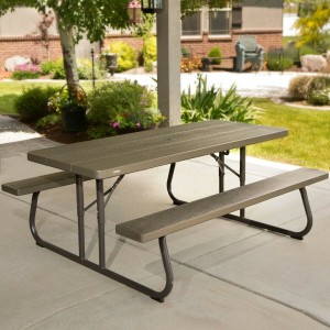 TAVOLO CON PANCHE PICNIC LIFETIME HDPE 183X145X74H