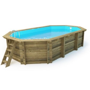 PISCINA OTTAGONALE IN LEGNO IMPREGNATO DIAMETRO CM.657X407X120H