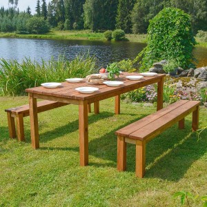 SET ARREDO CESIS TAVOLO + 2 PANCHE PINO IMPREGNATO