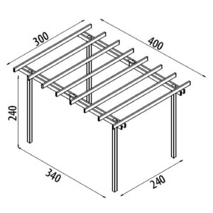 GAZEBO PERGOLA 300X400 LEGNO PINO MASSELLO IMPREGNATO