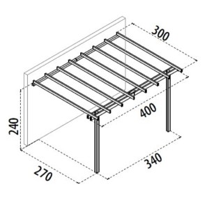 Pergola addossata gazebo pino massello impregnato cm.400x300