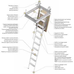 SCALA RETRATTILE PER SOFFITTA 50X90 H300 IN ACCIAIO SCARI 4PZ