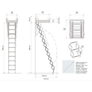 SCALA RETRATTILE A PANTOGRAFO PER SOFFITTA 50X90 H300 IN ACCIAIO SCARI PANTO
