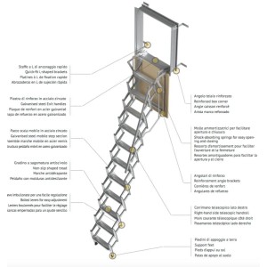 SCALA RETRATTILE A PARETE Cm 50X90 H300 A PANTOGRAFO SCARI WALL