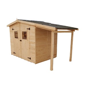 CASETTA FORESTA MOD. EDEN IN LEGNO MASSELLO A PANNELLI 16 MM 240X160 CON PAVIMENTO E TETTOIA
