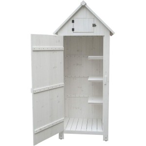 Armadio FORESTA casetta da giardino in legno di abete colore bianco 0,77x0,55x1,79H con 3 ripiani