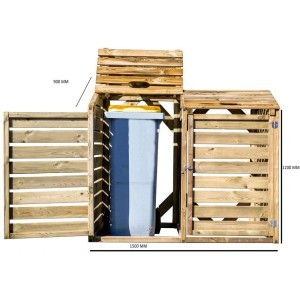 Contenitore FORESTA in legno per bidoni , pattumiere raccolta differenziata 150x90x120H