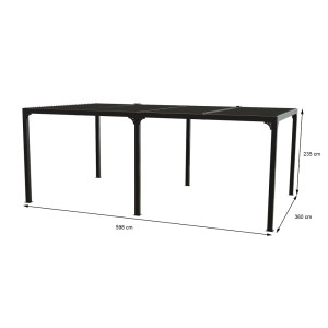 Pergola bioclimatica Foresta gazebo in alluminio, apertura manuale, 360x600