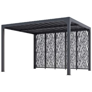 Pergola Foresta gazebo bioclimatica in alluminio, apertura manuale, 360x300 con pannelli laterali su lato da 360.