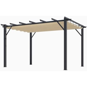 Pergola Foresta gazebo in alluminio con telo retrattile colore ecrù, dimensioni 400x300x230H