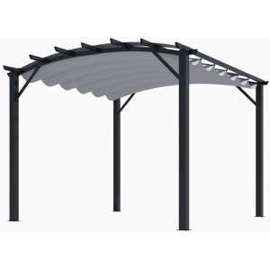 Pergola Foresta gazebo in alluminio ad arco con telo retrattile colore grigio 280g/mq dimensioni 340x330x240H