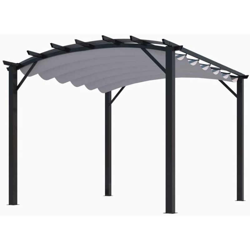 Pergola Foresta gazebo in alluminio ad arco con telo retrattile colore grigio 280g/mq dimensioni 340x330x240H Pergola Foresta gazebo in alluminio ad arco con telo retrattile colore grigio 280g/mq dimensioni 340x330x240H