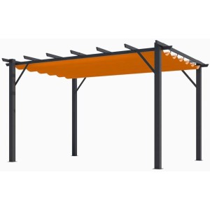Pergola Foresta gazebo in alluminio con telo retrattile colore ruggine, dimensioni 400x300x230H