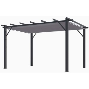 Pergola Foresta gazebo in alluminio con telo retrattile colore grigio, 140gr, dimensioni 400x300x230H