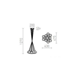 Lampadario  ASTRAL a sospensione vetro in rame/vetro trasparente 230V/12V G4 10x20W