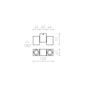 Faretto MARVEL II inclinabile alluminio 230V GU10 2x50W
